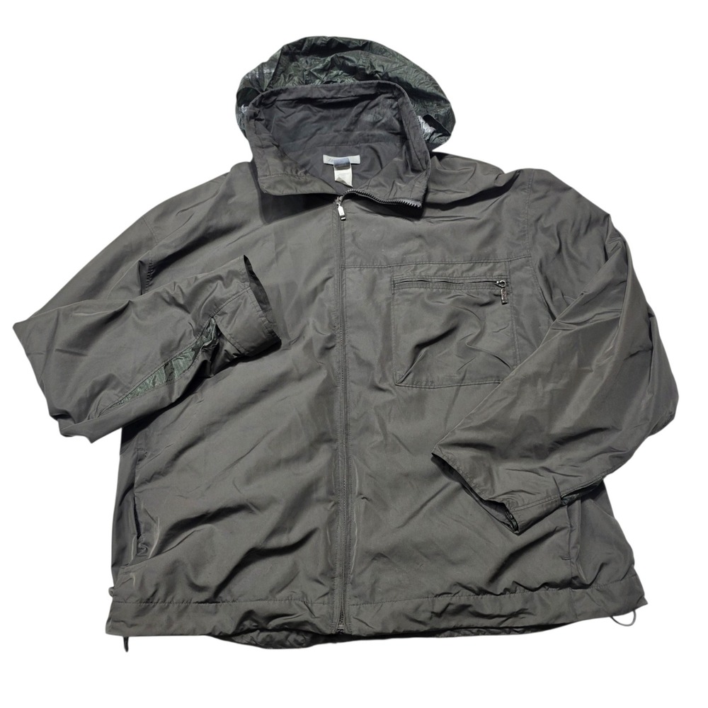 Zegna Sport Windbreaker Jacket Mens L Black Packable Hood Full Zip Lightweight